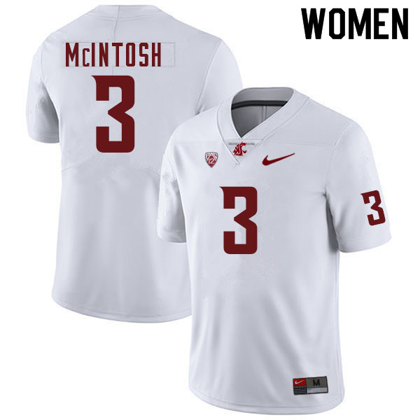 Women #3 Deon McIntosh Washington Cougars College Football Jerseys Sale-White - Click Image to Close